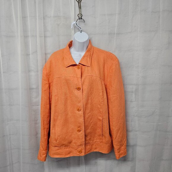 Vintage Talbots Orange Irish Linen Jacket Preppy Minimalist 22W - Picture 13 of 13